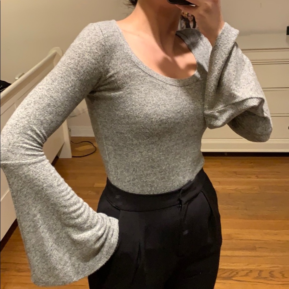 Grey bell sleeve sweater